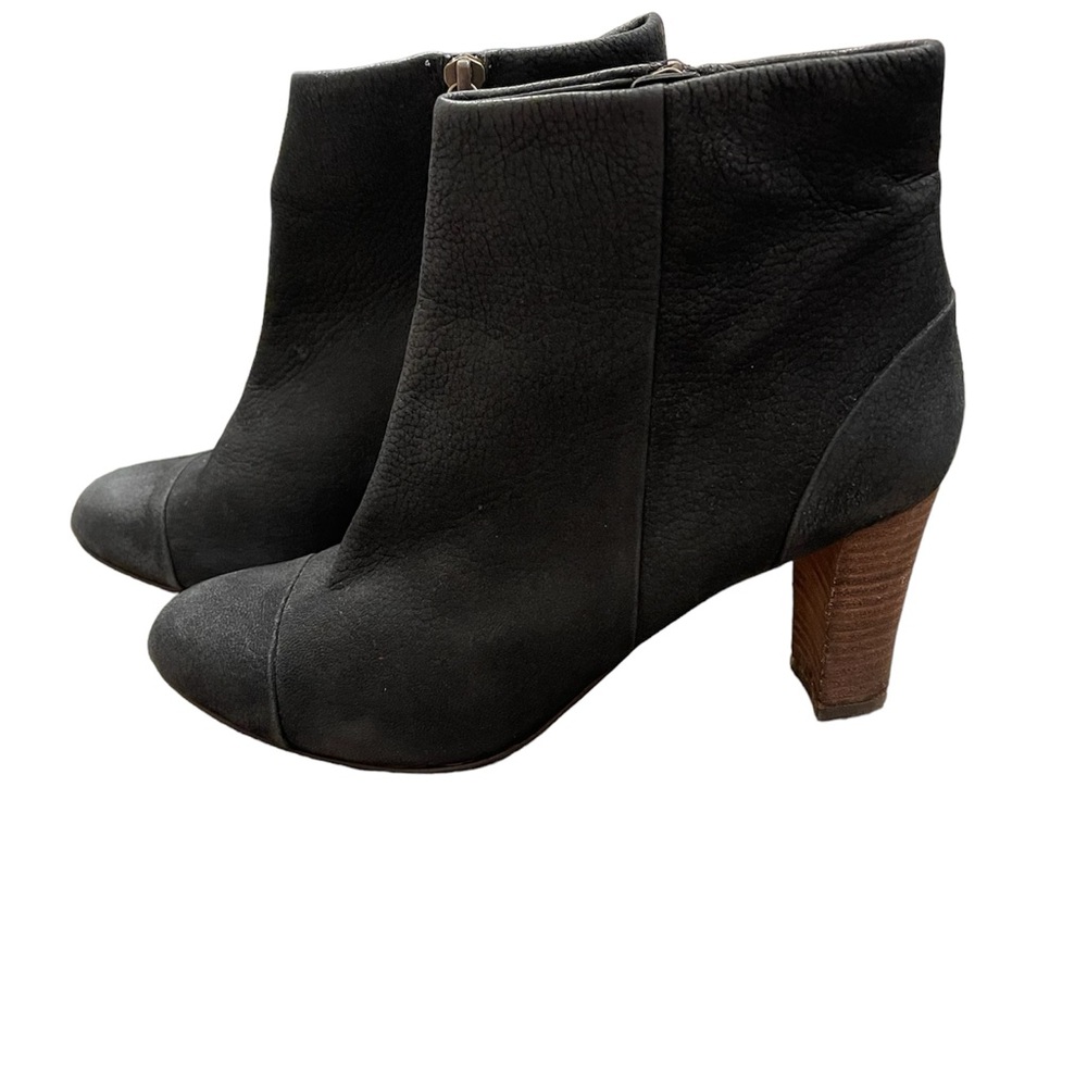 COLE HAAN Harper Bootie II Black Nubuck Leather Side Zip Ankle Size 6 1/2
